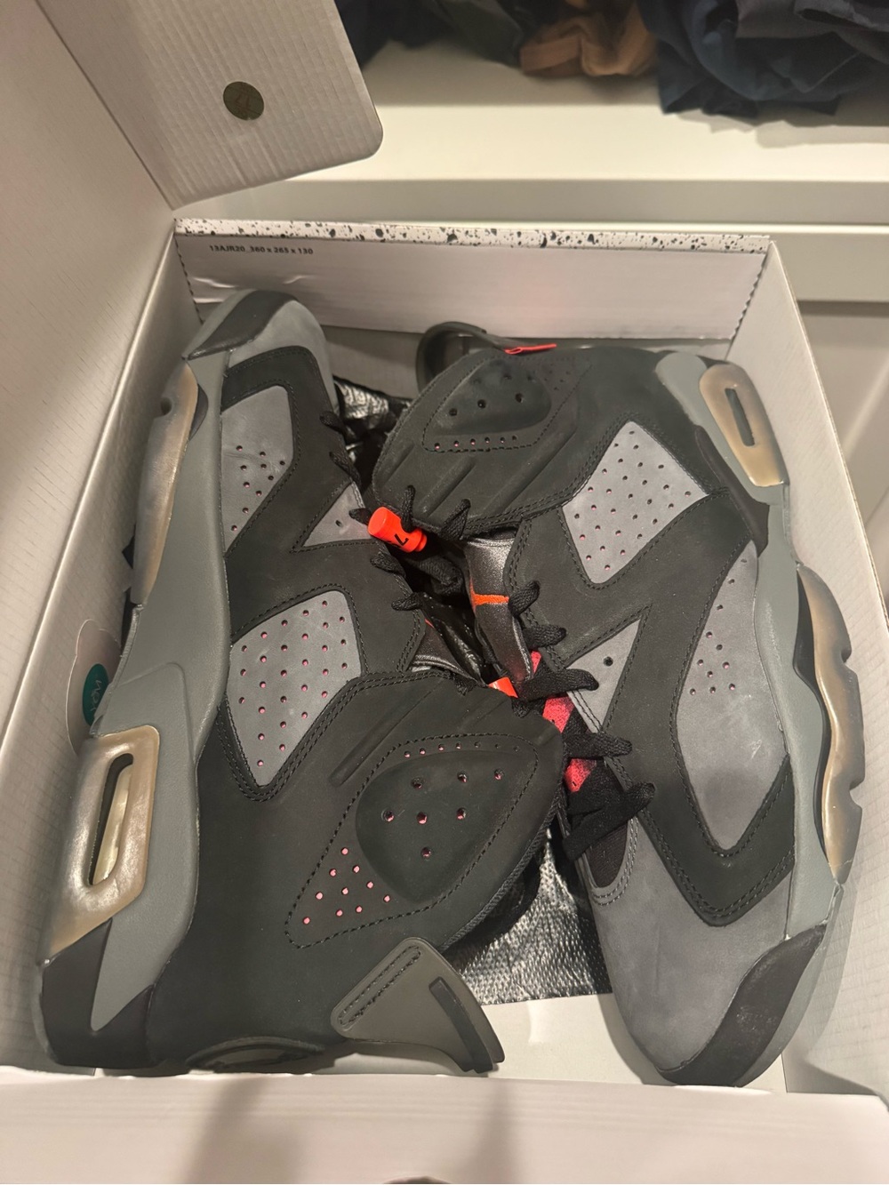 Men's Jordan 6 Gray and Black Sneakers with Red Accents “Paris”
